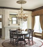 Dining room entryway and wall with white moulding