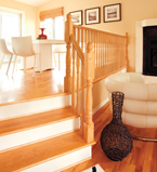 Maple stair case with white risers